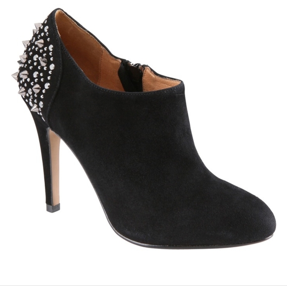 Aldo Boots Black Genuine Suede Studded Stiletto High Heel Booties Zipper… - Picture 1 of 15